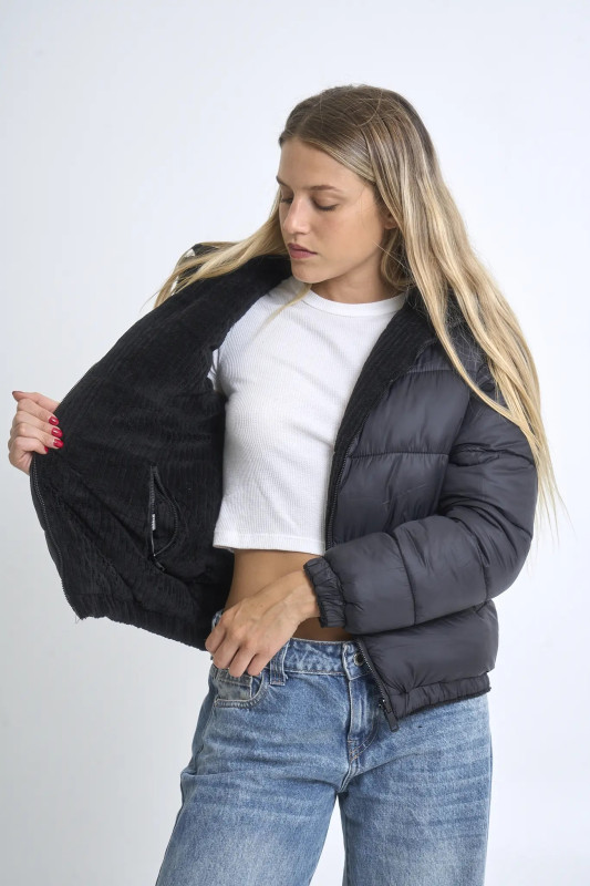 Campera Dama Reversible Corderito Puffer